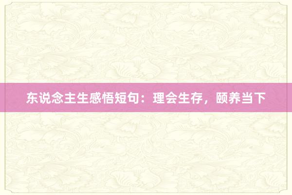 东说念主生感悟短句：理会生存，颐养当下